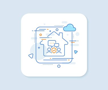 Güvenlik teşkilatı çizgisi ikonu. Soyut vektör düğmesi. Korumalar imzalıyor. Özel koruma sembolü. Güvenlik teşkilatı çizgisi ikonu. Ev konsepti rozeti. Vektör