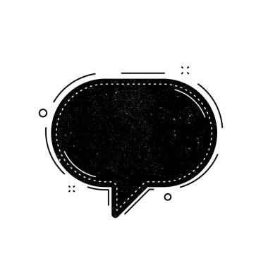 Sohbet balonu simgesi. Grunge yardım balonu. İletişim mesajı işareti. Konuş, sembolik konuş. İletişim balonu şablonu. İletiyi veya iletişim simgesini destekle. Konuşan, düşünen bir sohbet balonu. Vektör