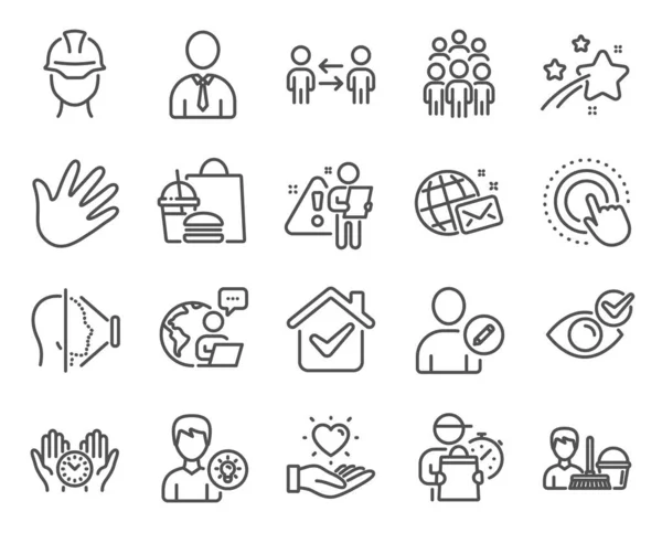 People Icons Set Included Icon Click Hand Check Eye Edit — Stock Vector