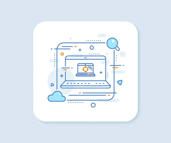 Ikona Laptopa Seo Abstrakcyjny Przycisk Wektora Znak Optymalizacji Wyszukiwarki Celuj — Wektor stockowy