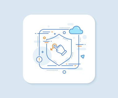 Sürükleme hareketi çizgisi simgesi. Soyut vektör düğmesi. Kaydırma oku işareti. Eylem simgesini kaydır. Sürükleme hattı simgesi. Kalkan konseptini koru. Vektör