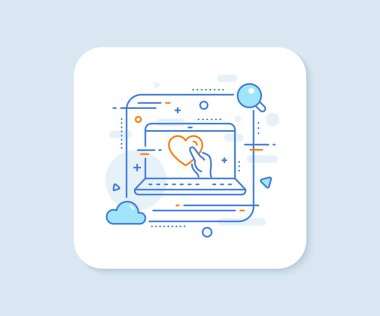 Kalp çizgisi simgesini tut. Soyut vektör düğmesi. Arkadaşlar işaretleri sever. Dostluk sembolü. Kalp çizgisi simgesini tut. Laptop konsept rozeti. Vektör