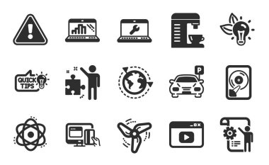 Dış kaynak kullanımı, video içeriği ve Rüzgar enerji simgeleri basit küme. Eko enerji, atom ve dizüstü bilgisayar onarım işaretleri. Otopark, Eğitim ve Çevrimiçi ödeme sembolleri. Düz simgeler ayarlandı. Vektör