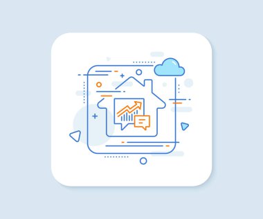 Çizelge simgesi. Soyut vektör düğmesi. Grafik ya da satış büyüme işaretini konuşma balonunda raporla. Analiz ve İstatistik veri sembolü. Muhasebe çizgisi simgesi. Ev konsepti rozeti. Vektör