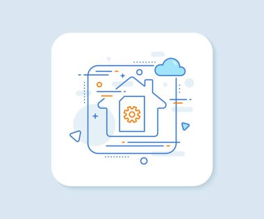 Belge Yönetimi çizgi simgesi. Soyut vektör düğmesi. Çarklı Bilgi Dosyası. Kağıt sayfa konsept sembolü. Dosya Yönetimi satır simgesi. Ev konsepti rozeti. Vektör