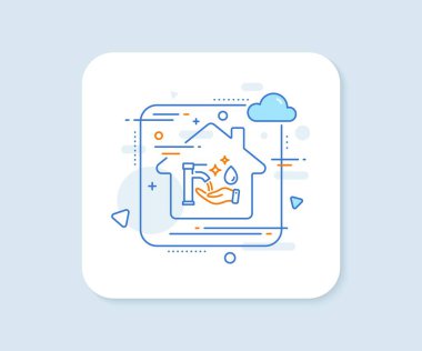 El yıkama çizgisi simgesi. Soyut vektör düğmesi. Temizlik tabelası. El yıkama sembolü. El yıkama çizgisi simgesi. Ev konsepti rozeti. Vektör