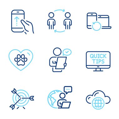 Satır simgeleri ayarlandı. Hayvan bakımı, Kurtarma cihazları, hedef işaretleri gibi simgeleri de içeriyor. Web dersleri, bulut hesaplama, Workflow sembolleri. Müşteri anketi, çizgi simgelerini göster. Hayvanları severim, yedekleme verileri. Vektör