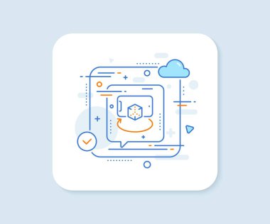 Artırılmış Reality Telefon Hattı simgesi. Soyut vektör düğmesi. VR simülasyon işareti. 3 boyutlu küp sembolü. Artırılmış gerçeklik çizgisi simgesi. Konuşma balonu konsepti. Vektör