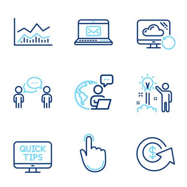 Eğitim simgeleri ayarlandı. Toparlanma Bulutu olarak simge, Danışmanlık işi, internet öğretim tabelaları dahil. El şıklaması, yaratıcı fikir, dolar değişim sembolleri. E-posta, ticari bilgi çizelgesi simgeleri. Vektör