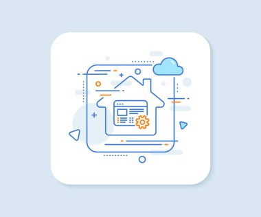 Web ayarları satır simgesi. Soyut vektör düğmesi. Mühendislik dişli araç tabelası. Çarklı dişli sembolü. Web ayarları satır simgesi. Ev konsepti rozeti. Vektör