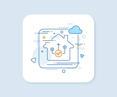 Doğru yol çizgisi simgesi. Soyut vektör düğmesi. Onaylanmış yol işareti. Doğru karar sembolü. Doğru yol çizgisi simgesi. Ev konsepti rozeti. Vektör