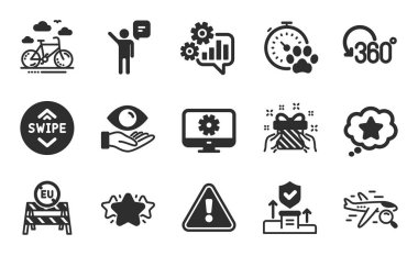 Monitör ayarları, Arama uçuşu ve Sadakat yıldız simgeleri basit ayarlar. Geçin, Hediye ve Köpek yarışma tabelaları. Tam dönüşlü, Yıldız ve Sağlık sembolleri. Düz simgeler ayarlandı. Vektör