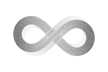 Nokta İşareti Sonsuzluk sembolü vektör arkaplanı. Kum tanesi etkisi. Siyah gürültü noktaları benekler. Soyut gürültü nokta çalışma kalıbı. Siyah noktalar grunge afişi. Nokta Sonsuzluk sembolü. Noktalı vektör.