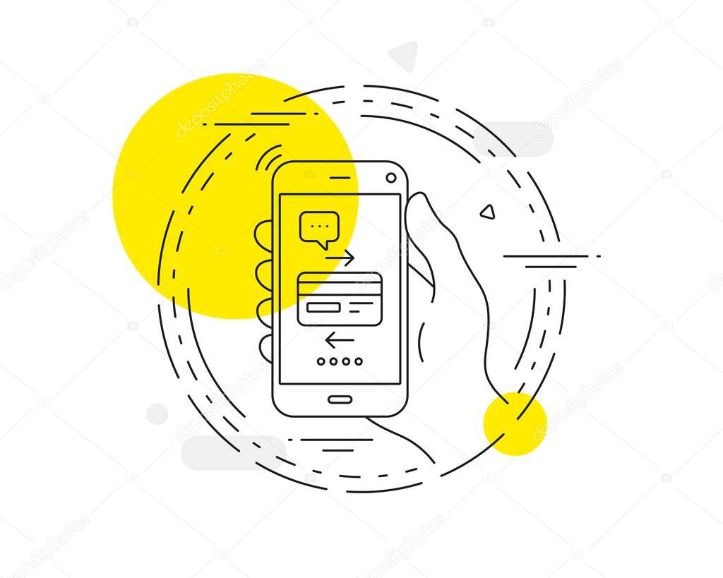 Credit card line icon. Mobile phone vector button. Bank payment method sign. Online Shopping symbol. Credit card line icon. Abstract concept badge. Vector