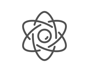 Atom çekirdeği çizgisi simgesi. Nükleer güç işareti. Çekirdek enerji sembolü. Kalite tasarım elemanı. Doğrusal stil atom çekirdeği simgesi. Düzenlenebilir felç. Vektör