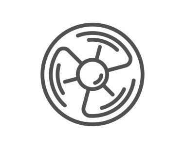 Havalandırma hattı simgesi. Rüzgar türbini enerji işareti. Havalandırma pervanesi sembolü. Kalite tasarım elemanı. Doğrusal hava vantilatörü simgesi. Düzenlenebilir felç. Vektör