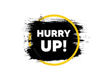 Acele et. Çember şeklinde fırça darbesi. Özel teklif işareti. Reklam indirimleri sembolü. Boya fırçası mürekkep sıçrama pankartı. Acele et, satış rozeti şeklin. Grunge siyah suluboya pankartı. Vektör