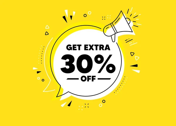 Get Extra Percent Sale Megaphone Yellow Vector Banner Discount Offer — Stock Vector