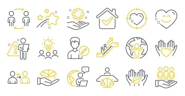 Set People Icons Heart Target Workflow Business Idea Symbols Employee — Stock Vector