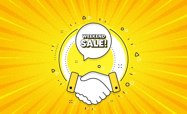 Продажа Выходные Желтая Векторная Кнопка Рукопожатием Знак Цены Специального Предложения — стоковый вектор