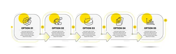 Medizinische Tablette Diagramm Diagramm Und Dokumente Zeilensymbole Gesetzt Zeitachse Prozess — Stockvektor