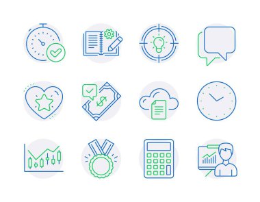 Eğitim simgeleri ayarlandı. Onur olarak simge, konuşma balonu, zaman işareti olarak dahil. Hızlı doğrulama, dosya depolama, kabul edilen ödeme sembolleri. Kıdemli yıldız, hesap makinesi, mühendislik belgeleri. Bir fikrim var. Vektör