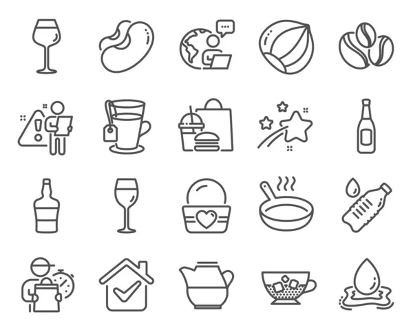 Food Drink Icons Set Included Icon Water Splash Wine Glass — Wektor stockowy