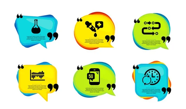 Column Diagram Methodology Phone Icons Simple Set Speech Bubble Quotes — Stock Vector