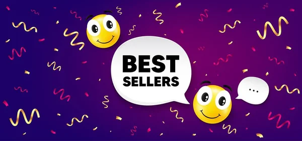 Best Sellers Smile Face Speech Bubble Special Offer Price Sign — Stock Vector