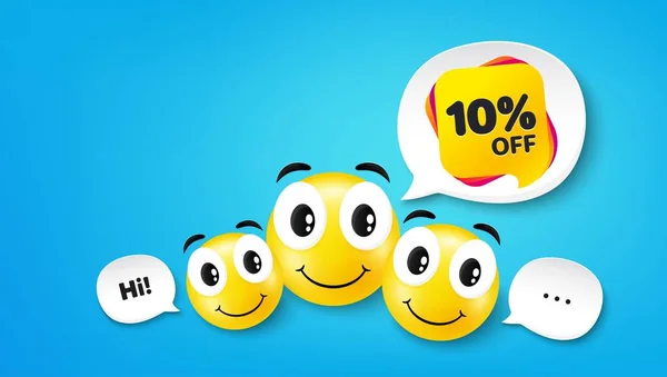 Sale Percent Banner Smile Face Speech Bubble Discount Sticker Shape — Wektor stockowy