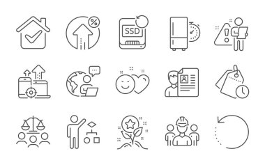 Gülümseyin, kredi verin ve Kurtarma Hattı simgeleri ayarlandı. Algoritma, Seo cihazları ve zaman yönetim işaretleri. Mühendislik ekibi, mahkeme jürisi ve veri kurtarma sembolleri. Satır simgeleri ayarlandı. Vektör