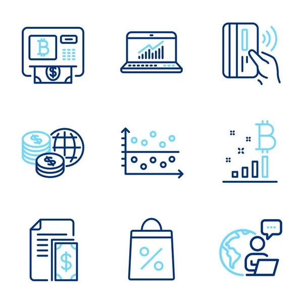 Finanzsymbole Gesetzt Inklusive Icon Wie Dot Plot World Money Bitcoin — Stockvektor