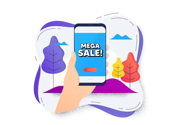 Mega Uitverkoop Handgreep Mobiele Telefoon Pictogram Smartphonebericht Speciale Aanbieding Prijs — Stockvector