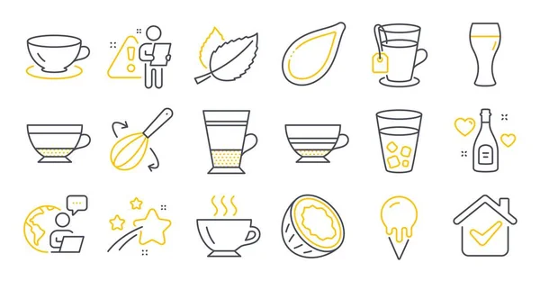 Set Van Eten Drinken Pictogrammen Zoals Koken Garde Love Champagne — Stockvector