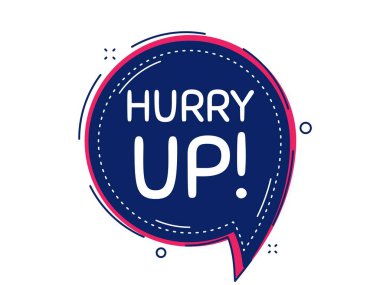 Acele et. Düşünce kabarcığı taşıyıcı pankartı. Özel teklif işareti. Reklam indirimleri sembolü. Diyalog ya da düşünce balonu şekli. Satılık sohbetleri hızlandırın. Vektör