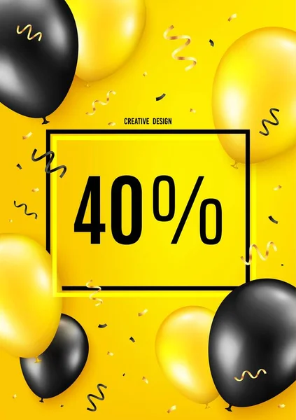 Percent Sale Balloon Celebrate Background Discount Offer Price Sign Special — Stock Vector