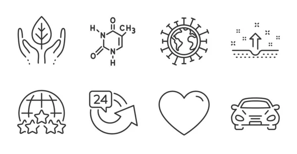 Conjunto Iconos Línea Estrellas Fórmula Química Corazón Clasificación Coche Horas — Vector de stock