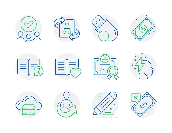 Bildungsikonen Gesetzt Inklusive Icon Wie Zahlung Flash Speicher Markenvertragszeichen Zertifikat — Stockvektor