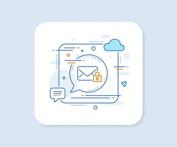 Ícone Linha Secure Mail Botão Vetorial Quadrado Abstrato Mensagem Privada — Vetor de Stock