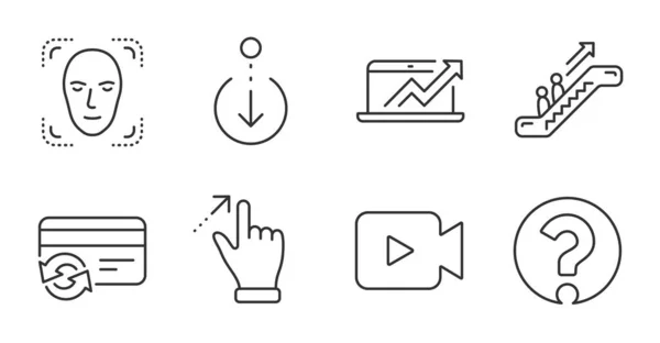 Touchscreen Geste Zeilensymbole Für Karte Und Videokamera Ändern Verkaufsdiagramm Rolltreppe — Stockvektor