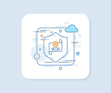 Çarklı planlama çizgisi simgesi. Soyut vektör düğmesi. Mühendislik aracı işareti. Ayarlar simgesini düzenle. Çarklı planlama çizgisi simgesi. Kalkan konseptini koru. Vektör
