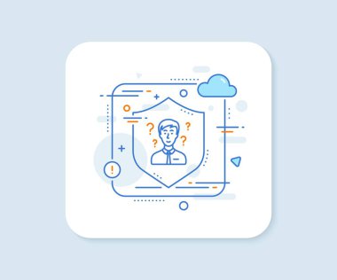 Soru işareti simgesi. Soyut vektör düğmesi. Destek danışmanı imzası. Danışman hattı simgesini destekleyin. Kalkan konseptini koru. Vektör