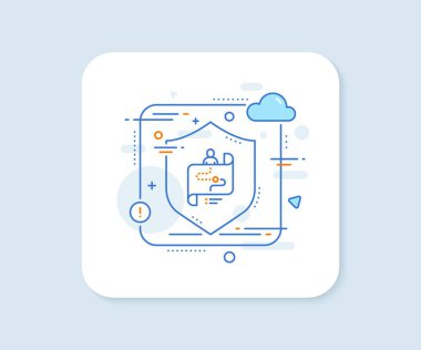 Yol haritası çizgisi simgesi. Soyut vektör düğmesi. İşlem işareti. Seyahat çizgisi simgesi. Kalkan konseptini koru. Vektör