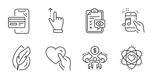 Augen Checkliste Sharing Economy Und Atom Line Icons Gesetzt Touchscreen — Stockvektor