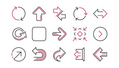 Ok simgeleri. İndirme, Eşzamanla ve Paylaş. Navigasyon doğrusal simgesi ayarlandı. Doğrusal küme. Kalite ayarlandı. Vektör