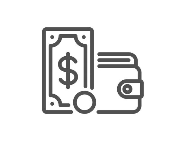 Geldbörsensymbol Geldmünzzeichen Dollar Banknotensymbol Qualitäts Design Element Linearer Stil Brieftasche — Stockvektor