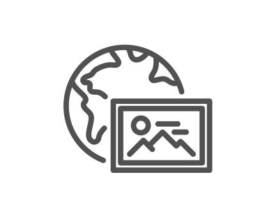 Web fotoğrafı simgesi. Resim küçük resim işareti. Resim albümü yer tutucu sembolü. Kalite tasarım elemanı. Doğrusal web resim simgesi. Düzenlenebilir felç. Vektör