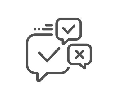 Çevrimiçi oylama çizgisi simgesi. İnternet oylama tabelası. Web seçim sembolü. Kalite tasarım elemanı. Doğrusal stil çevrimiçi oy kullanma simgesi. Düzenlenebilir felç. Vektör