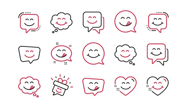 Leckere Smile Line Symbole Emoticon Sprechblase Social Media Botschaft Lächeln — Stockvektor