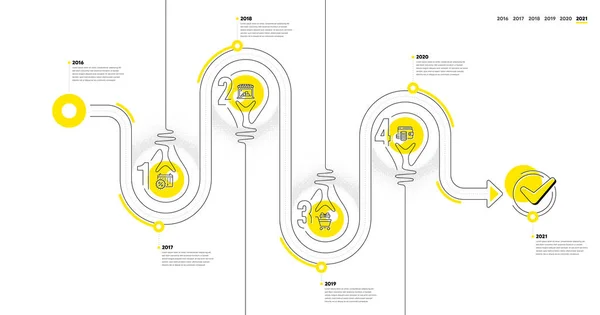 Chemin Chronologie Avec Icônes Étapes Processus Achat Avec Des Numéros — Image vectorielle